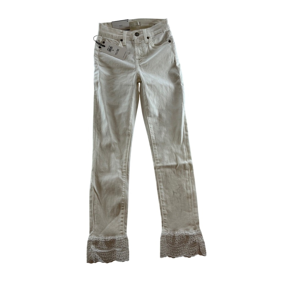 7 For‎ All Mankind Womens White Skinny Ankle Jeans Eyelet Lace Hem AU0602187 23